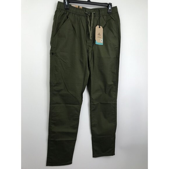 Prana Mens Double Peak Elastic Waist Pant Cargo Green Size Small  NEW - Picture 2 of 7